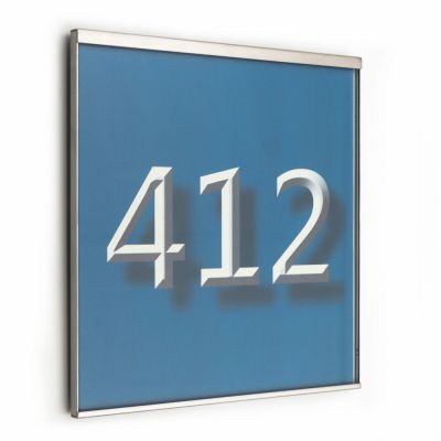 Tuerschild Vitrum G aus Glas und Edelstahl 150 150 mm